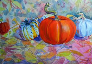 The Sunday Art Show - pumpkin and carnival squash still life painting
